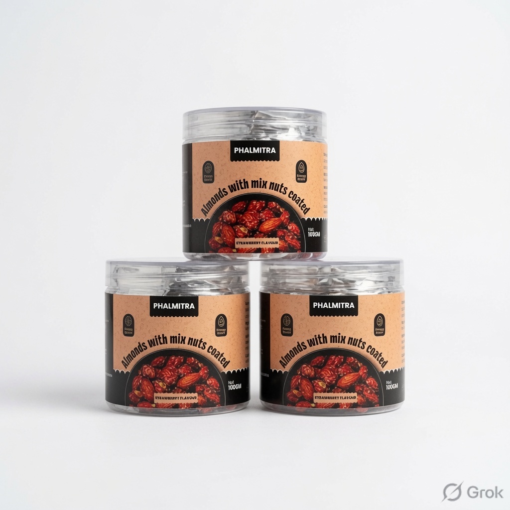 Hand holding coated almonds bowl